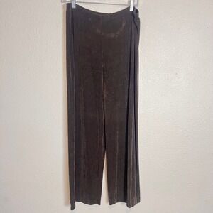 Chicos Travelers Brown pull on straight Leg Pants‎ Size 2
